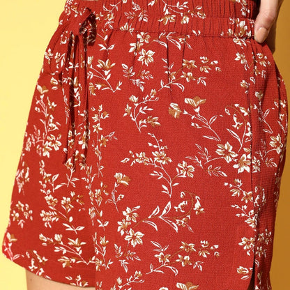 Gorgeous Floral Printed Regular Fit Cotton Shorts for Women | Pack Of 2
