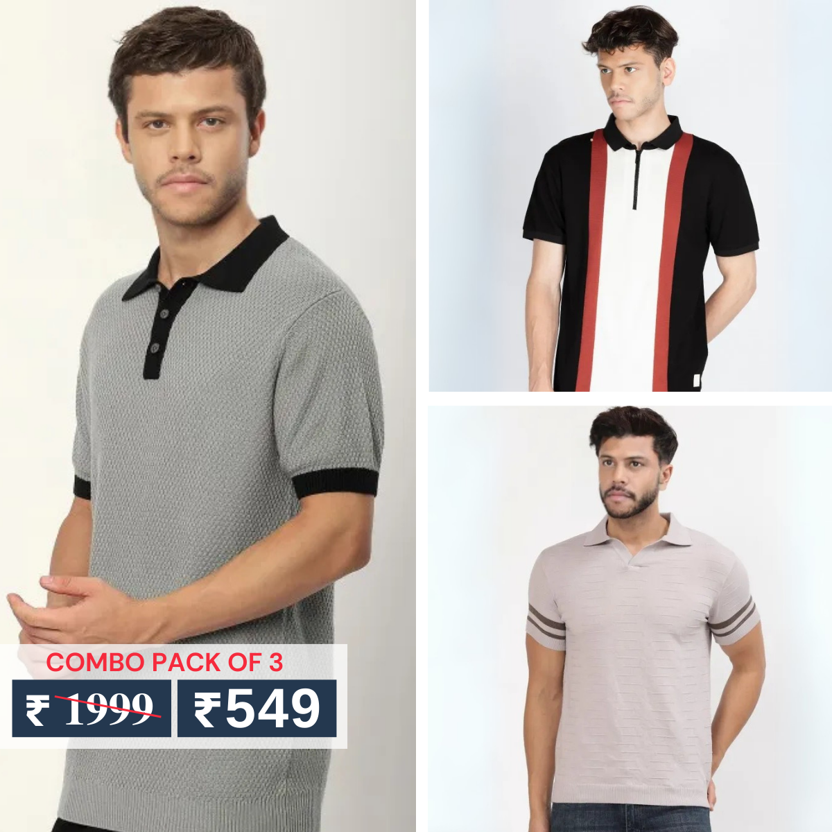 Combo Pack Of 3 | Men's Polo T-Shirts | Stylish & Comfortable