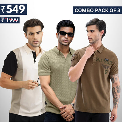 Combo Pack Of 3 | Men's Polo T-Shirts | Stylish & Comfortable