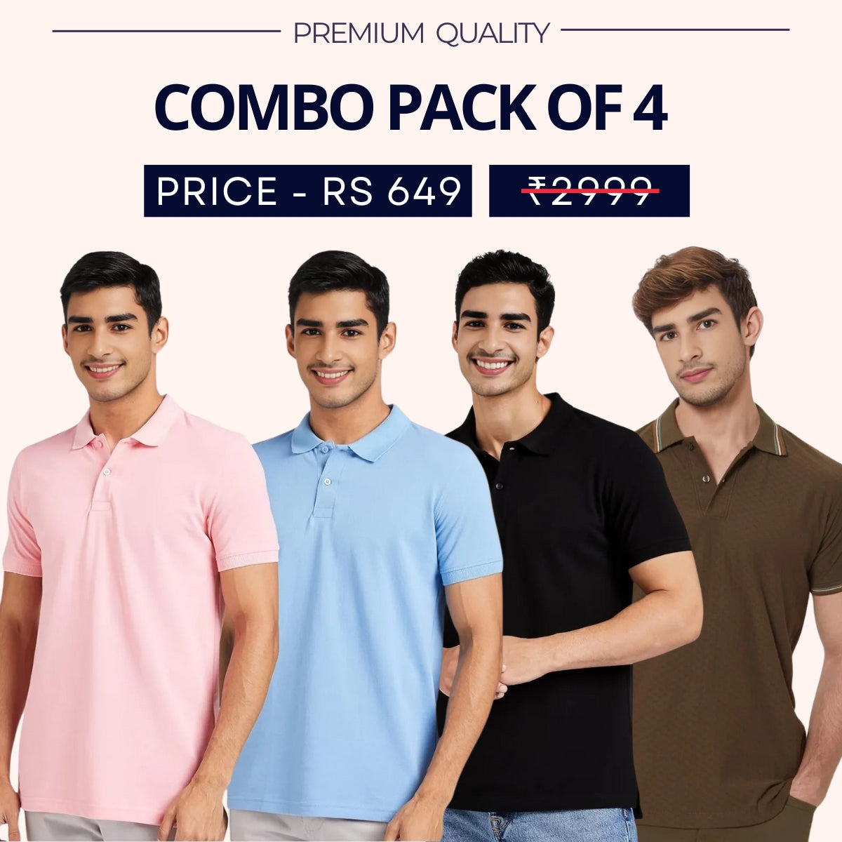 Combo Pack Of 4|Men's Style & Comfort Premium T-Shirts | Half Sleeves