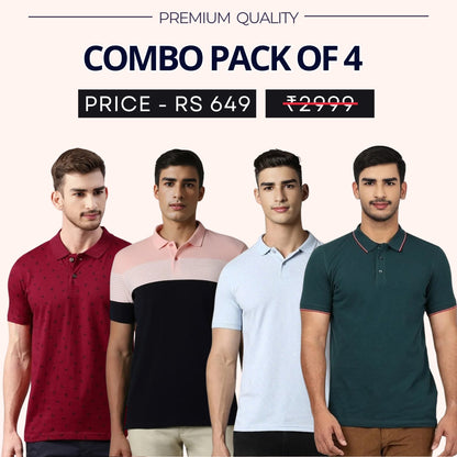 Combo Pack Of 4|Men's Style & Comfort Premium T-Shirts | Half Sleeves