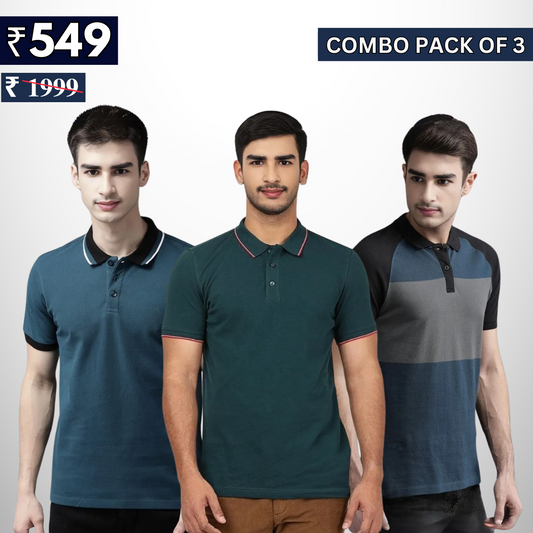 Combo Pack Of 3 | Men's Polo T-Shirts | Stylish & Comfortable