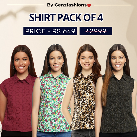 Pack of 4 Premium Sleeveless Shirts | Premium Printed Shirt