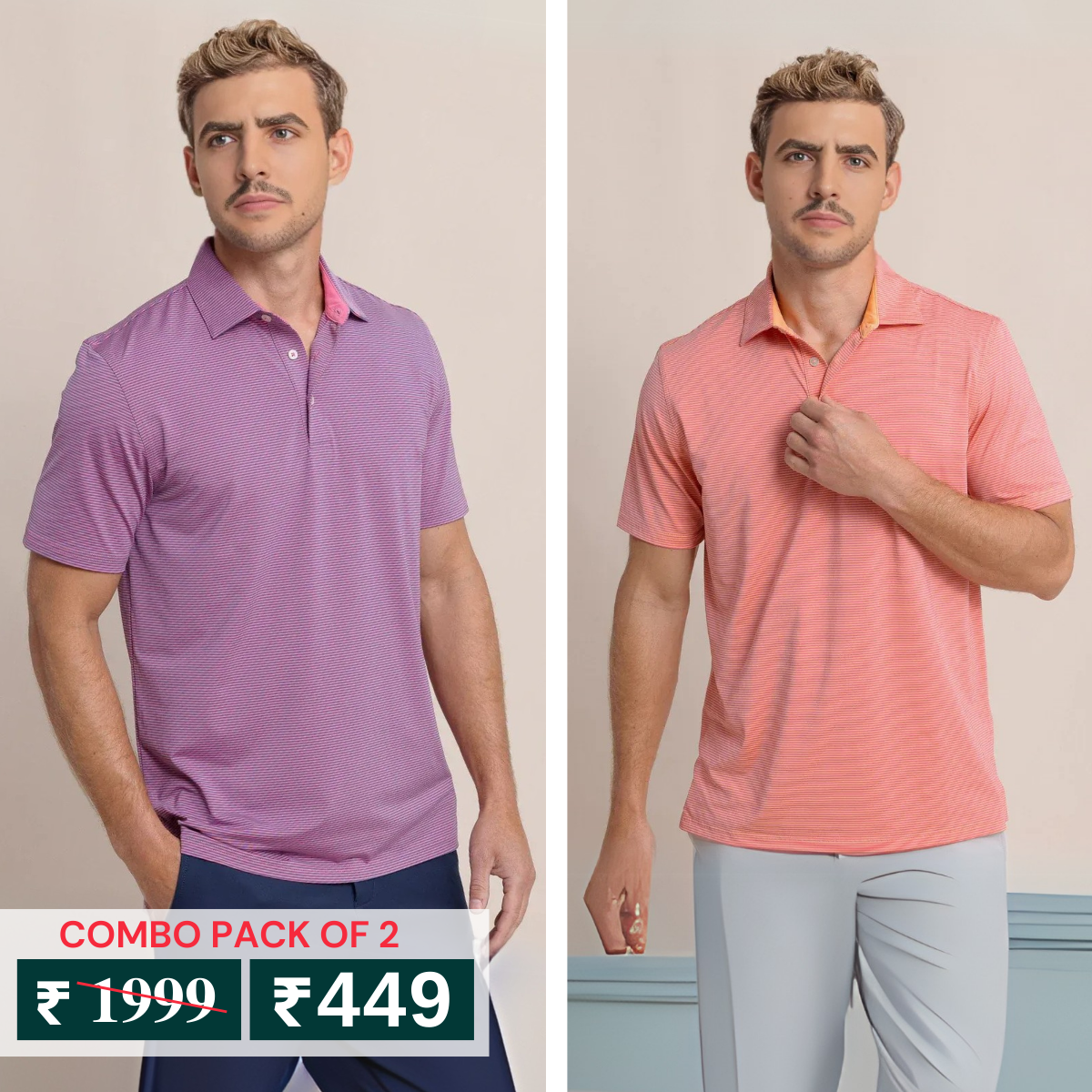 Pack of 2 Polo T- Shirts Classic Comfort : For Every Occasion