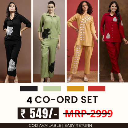 Stylish & Versatile 4 Co-ord Set Combo for Women