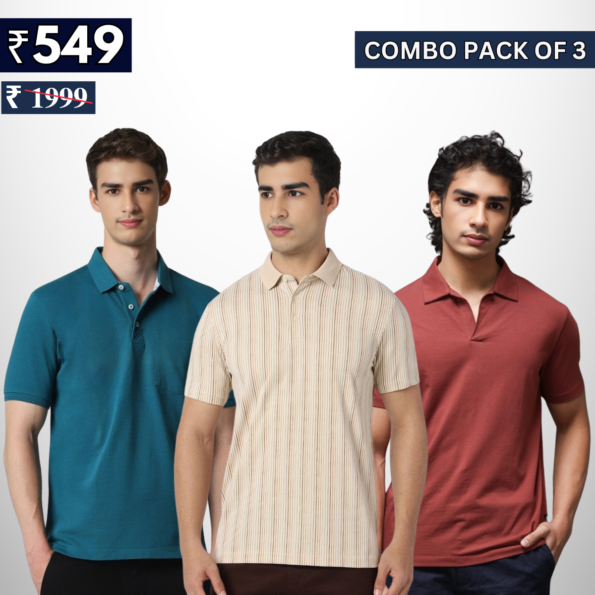 Combo Pack Of 3 | Men's Polo T-Shirts | Stylish & Comfortable