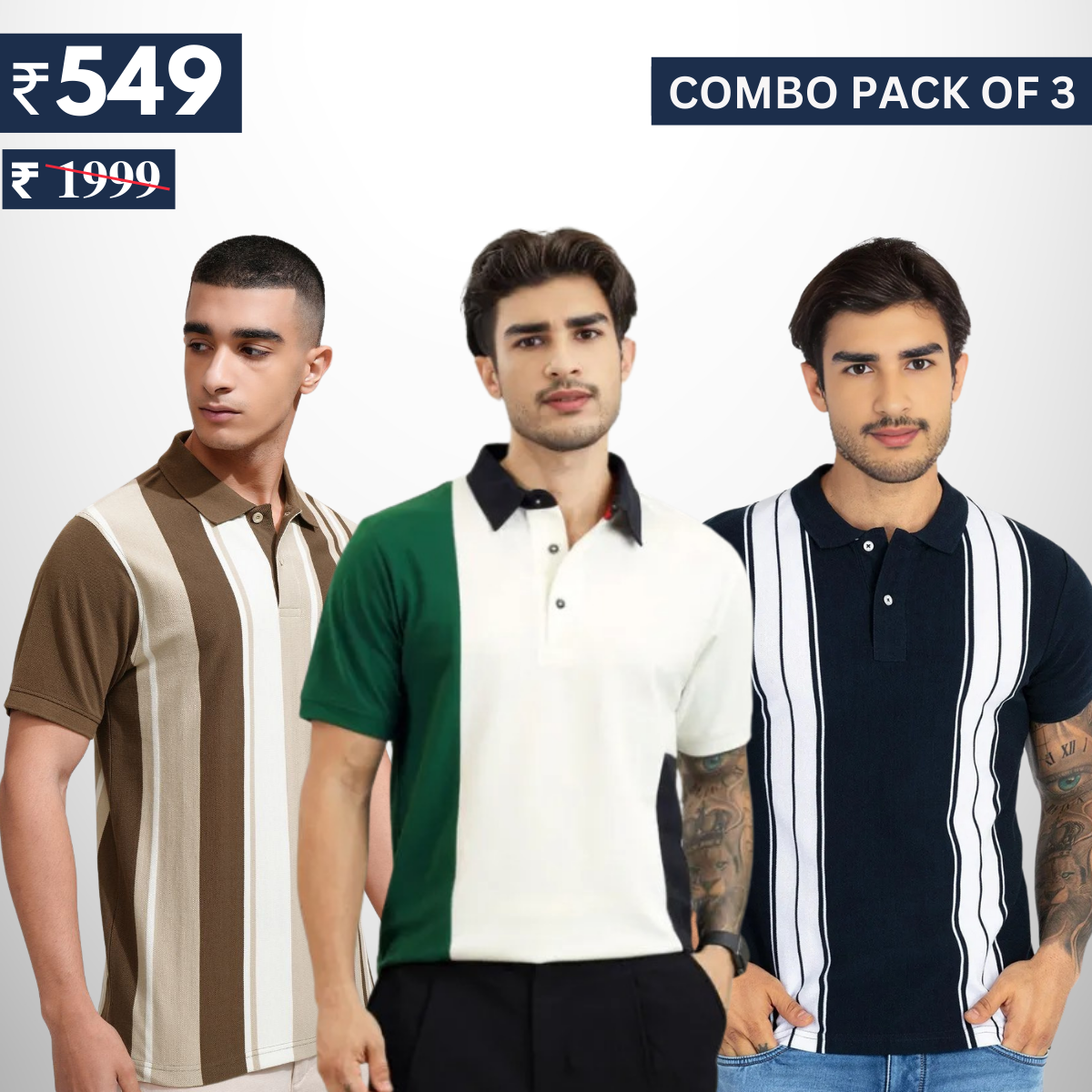 Combo Pack Of 3 | Men's Polo T-Shirts | Stylish & Comfortable