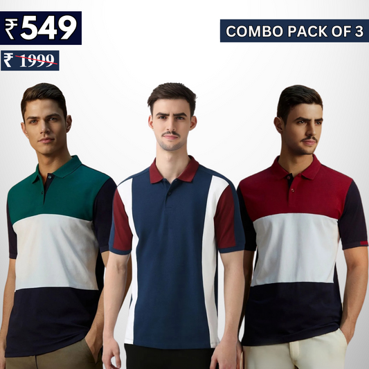 Combo Pack Of 3 | Men's Polo T-Shirts | Stylish & Comfortable