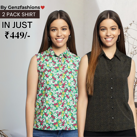 2 Combo Pack Printed Sleeveless Shirts for Every Occasion