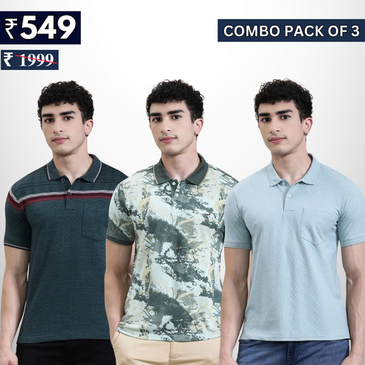 Combo Pack Of 3 | Men's Polo T-Shirts | Stylish & Comfortable