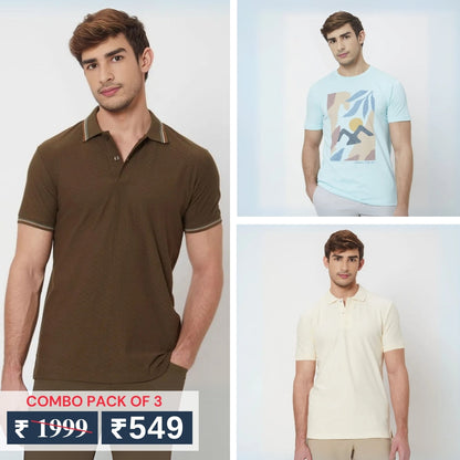 Combo Pack Of 3 | Men's Polo T-Shirts | Stylish & Comfortable