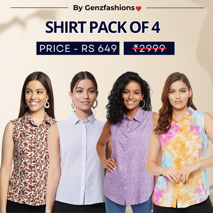 Pack of 4 Premium Sleeveless Shirts | Premium Printed Shirt