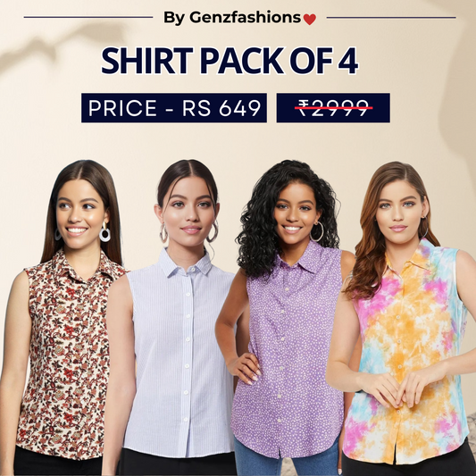 Pack of 4 Premium Sleeveless Shirts | Premium Printed Shirt