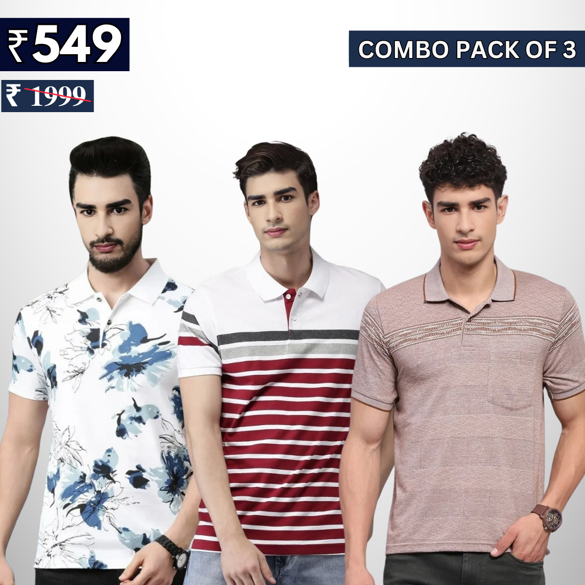 Combo Pack Of 3 | Men's Polo T-Shirts | Stylish & Comfortable