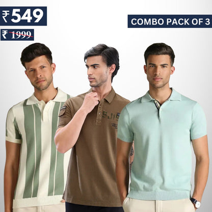 Combo Pack Of 3 | Men's Polo T-Shirts | Stylish & Comfortable