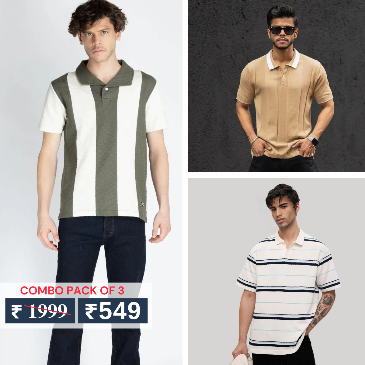 Combo Pack Of 3 | Men's Polo T-Shirts | Stylish & Comfortable