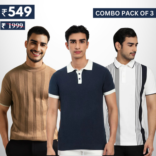 Combo Pack Of 3 | Men's Polo T-Shirts | Stylish & Comfortable