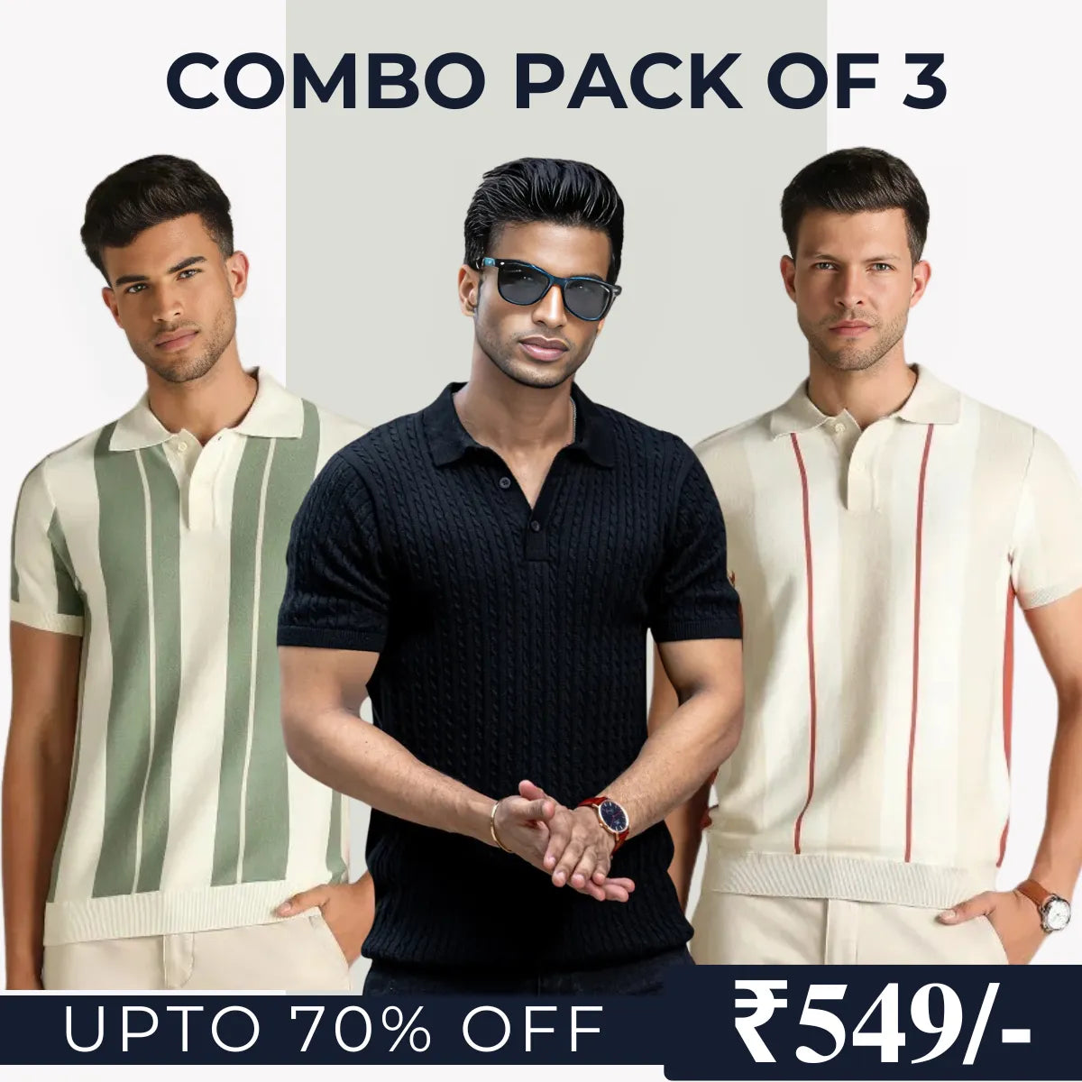 Combo Pack Of 3 | Men's Polo T-Shirts | Stylish & Comfortable