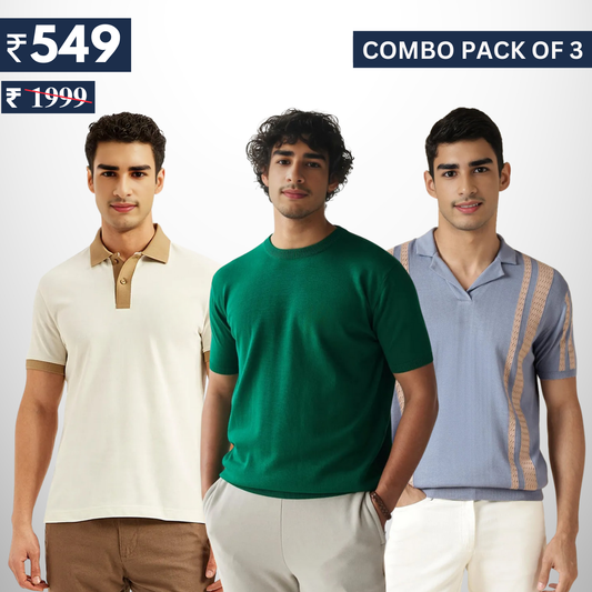 Combo Pack Of 3 | Men's Polo T-Shirts | Stylish & Comfortable