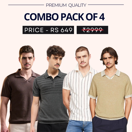 Combo Pack Of 4|Men's Style & Comfort Premium T-Shirts | Half Sleeves