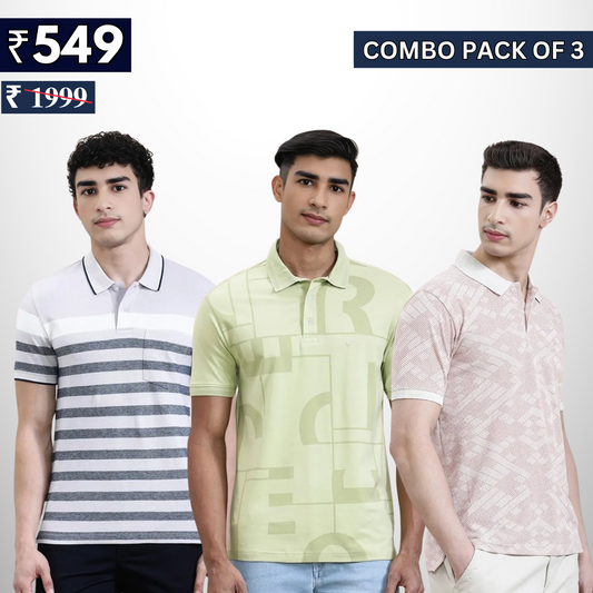 Combo Pack Of 3 | Men's Polo T-Shirts | Stylish & Comfortable