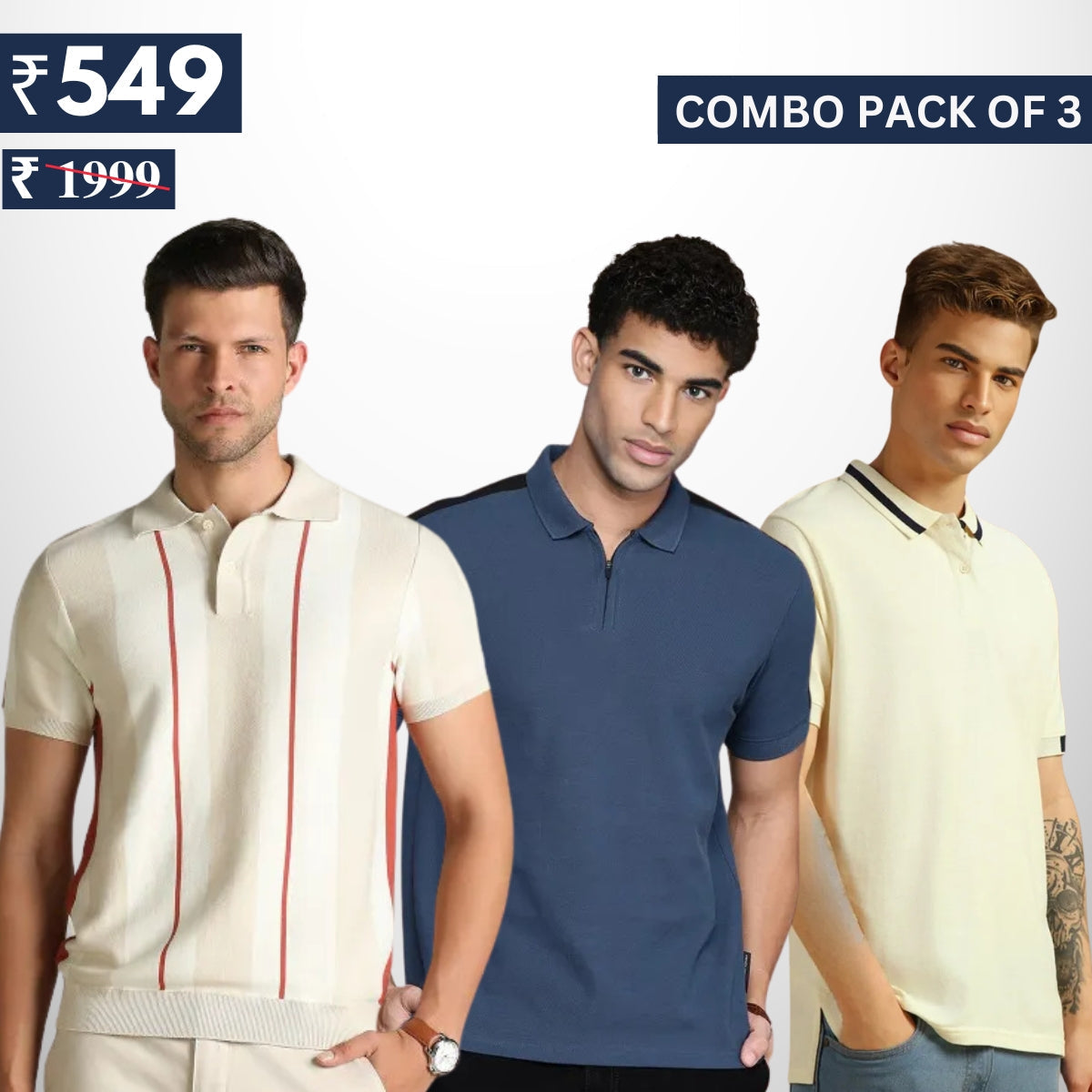 Combo Pack Of 3 | Men's Polo T-Shirts | Stylish & Comfortable