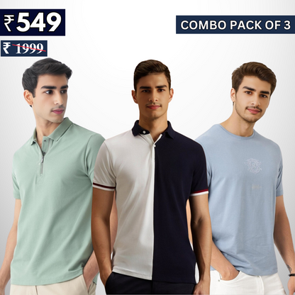 Combo Pack Of 3 | Men's Polo T-Shirts | Stylish & Comfortable