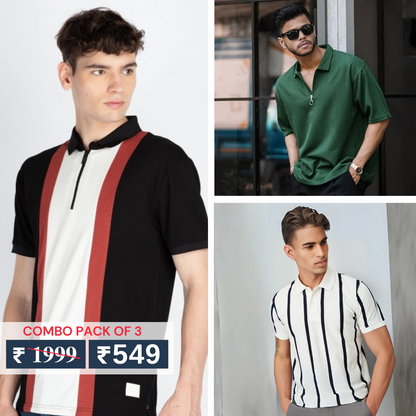 Combo Pack Of 3 | Men's Polo T-Shirts | Stylish & Comfortable