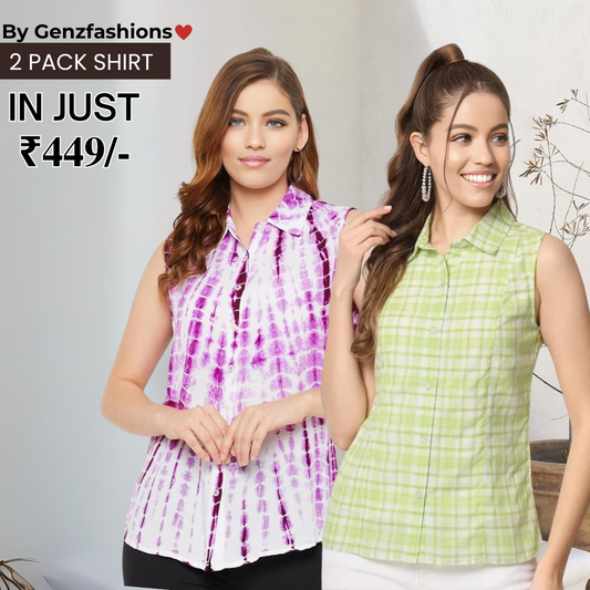 2 Combo Pack Printed Sleeveless Shirts for Every Occasion