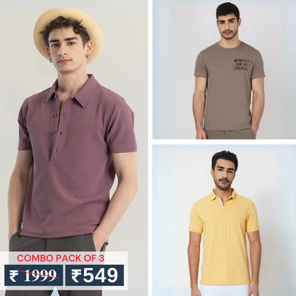 Combo Pack Of 3 | Men's Polo T-Shirts | Stylish & Comfortable