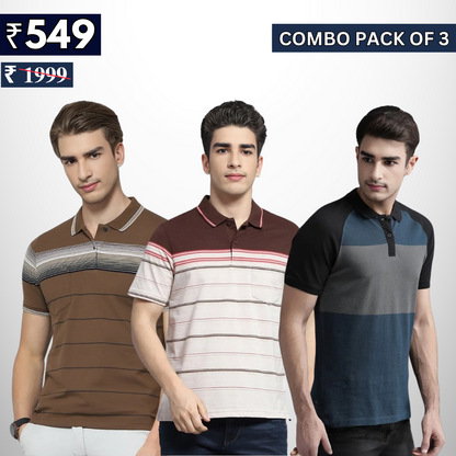 Combo Pack Of 3 | Men's Polo T-Shirts | Stylish & Comfortable