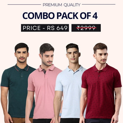 Combo Pack Of 4|Men's Style & Comfort Premium T-Shirts | Half Sleeves