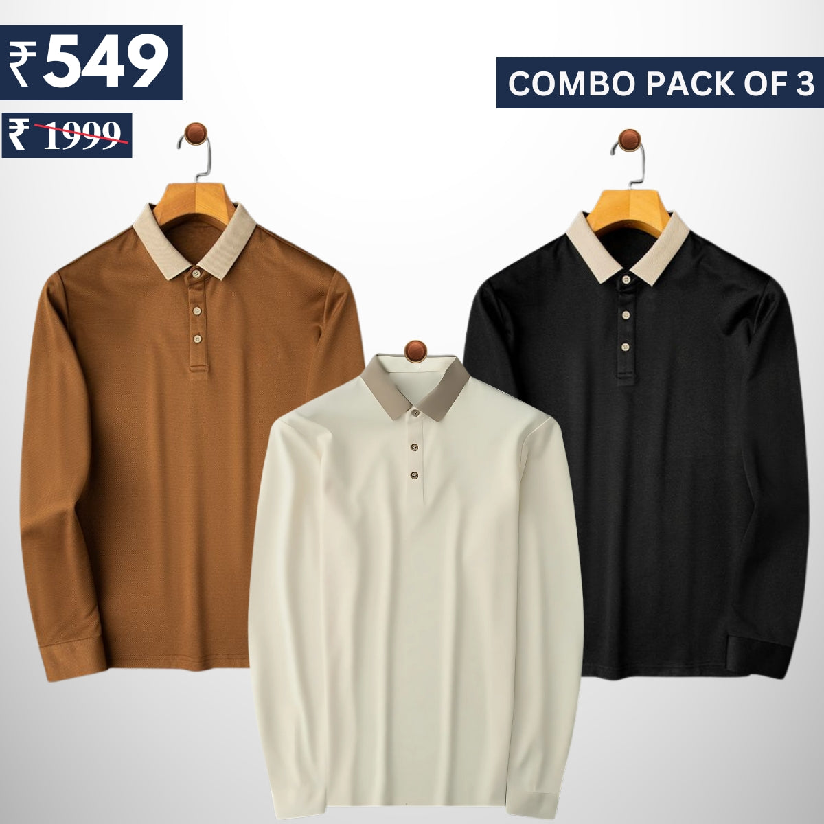 Combo Pack Of 3 | Men's Polo T-Shirts | Stylish & Comfortable