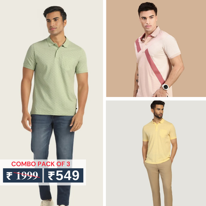 Combo Pack Of 3 | Men's Polo T-Shirts | Stylish & Comfortable