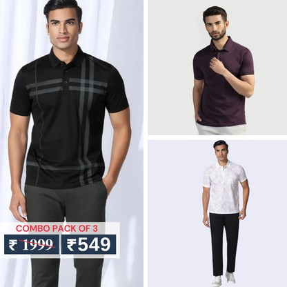 Combo Pack Of 3 | Men's Polo T-Shirts | Stylish & Comfortable