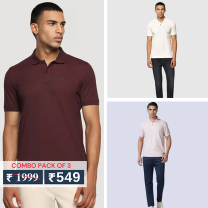 Combo Pack Of 3 | Men's Polo T-Shirts | Stylish & Comfortable