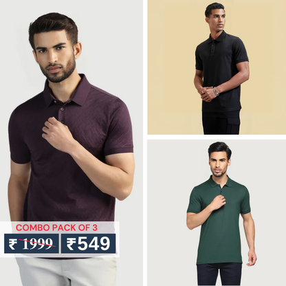 Combo Pack Of 3 | Men's Polo T-Shirts | Stylish & Comfortable