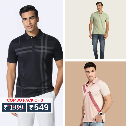 Combo Pack Of 3 | Men's Polo T-Shirts | Stylish & Comfortable