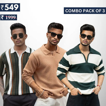 Combo Pack Of 3 | Men's Polo T-Shirts | Stylish & Comfortable