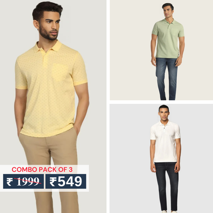 Combo Pack Of 3 | Men's Polo T-Shirts | Stylish & Comfortable