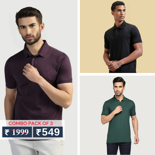 Combo Pack Of 3 | Men's Polo T-Shirts | Stylish & Comfortable