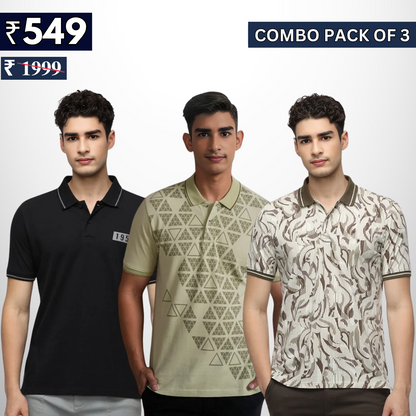 Combo Pack Of 3 | Men's Polo T-Shirts | Stylish & Comfortable