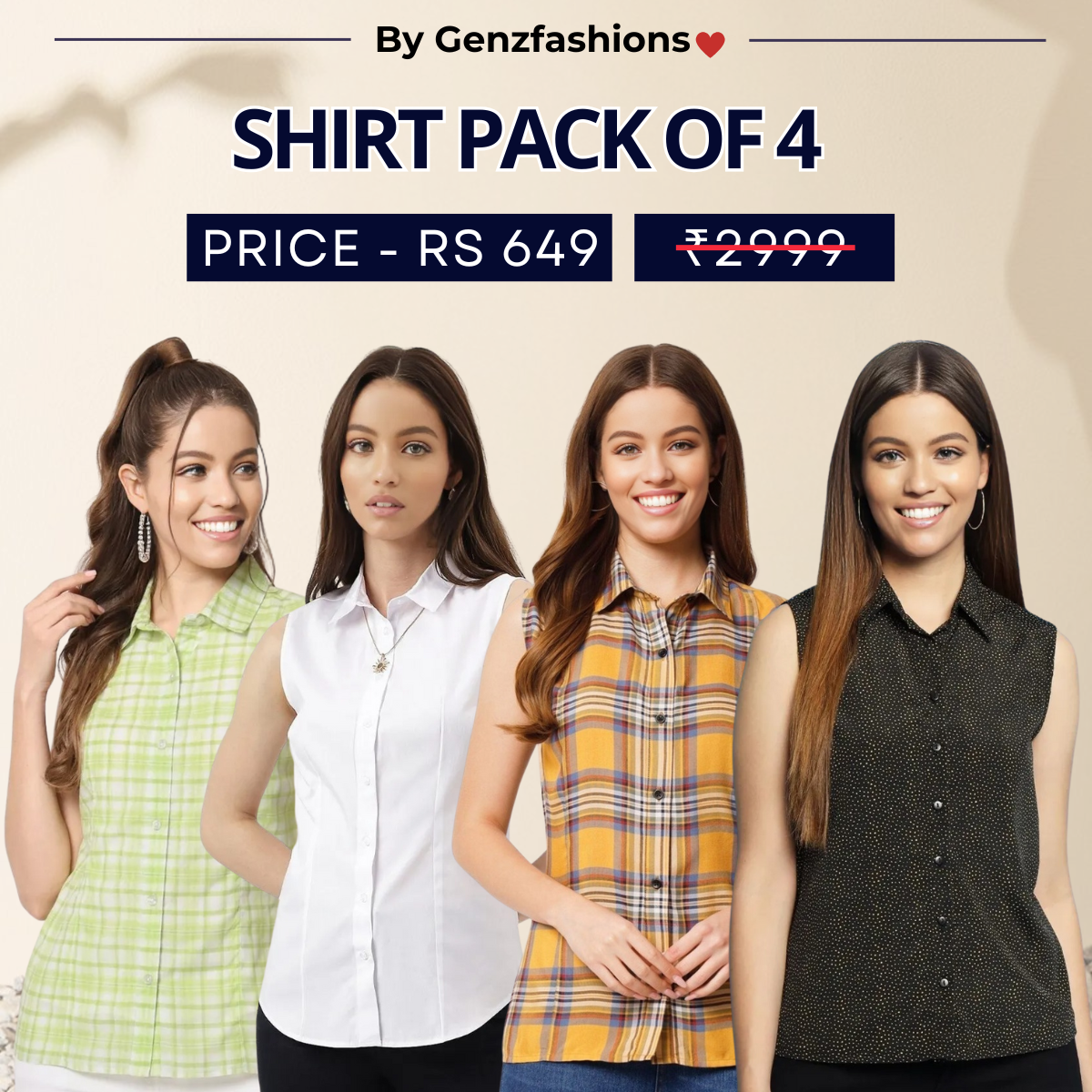 Pack of 4 Premium Sleeveless Shirts | Premium Printed Shirt