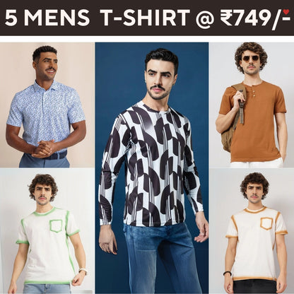 Style with a 5-Pack of Premium Half-Sleeve T-Shirts for Men