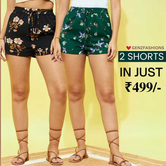Gorgeous Floral Print Shorts for Women - Regular Fit Cotton