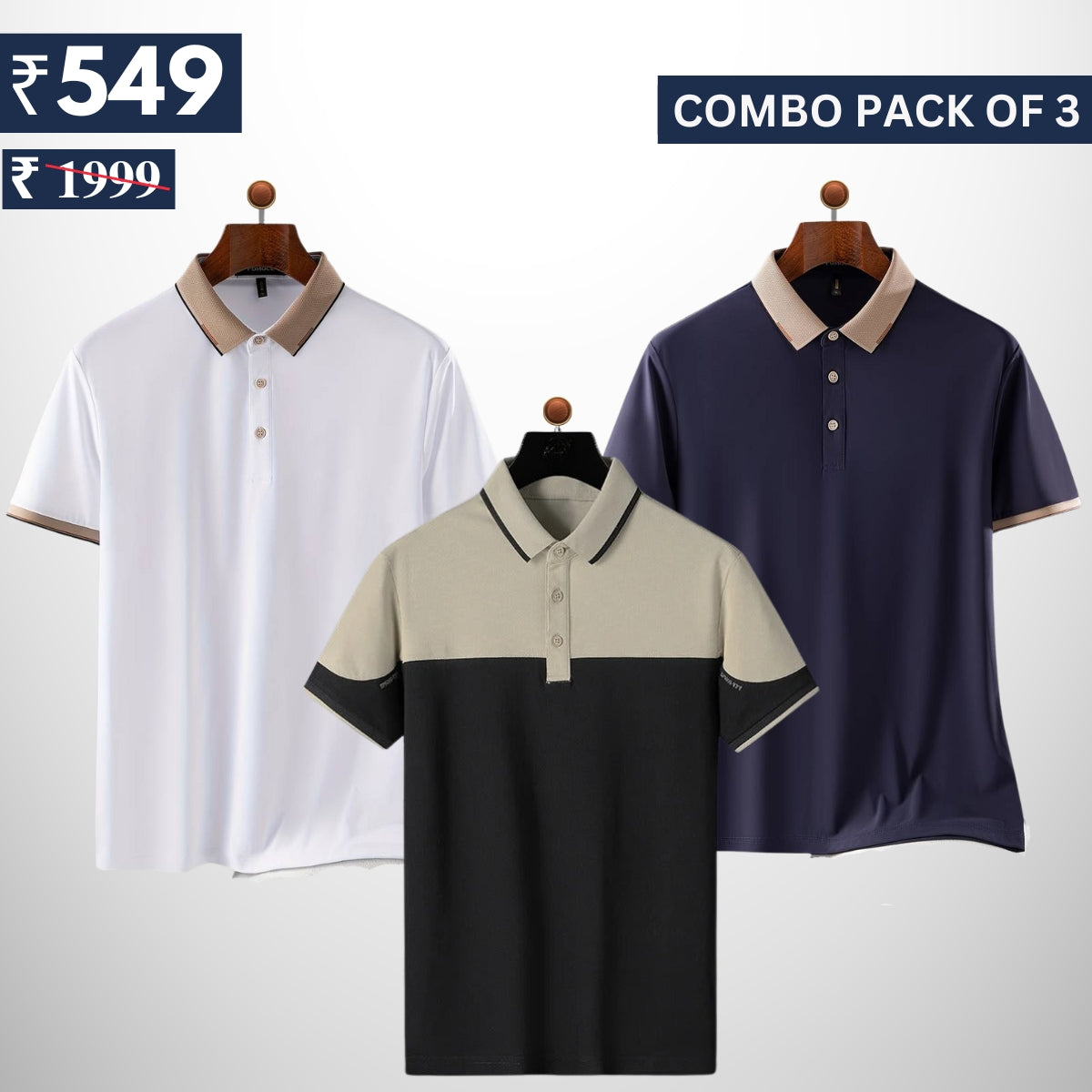 Combo Pack Of 3 | Men's Polo T-Shirts | Stylish & Comfortable