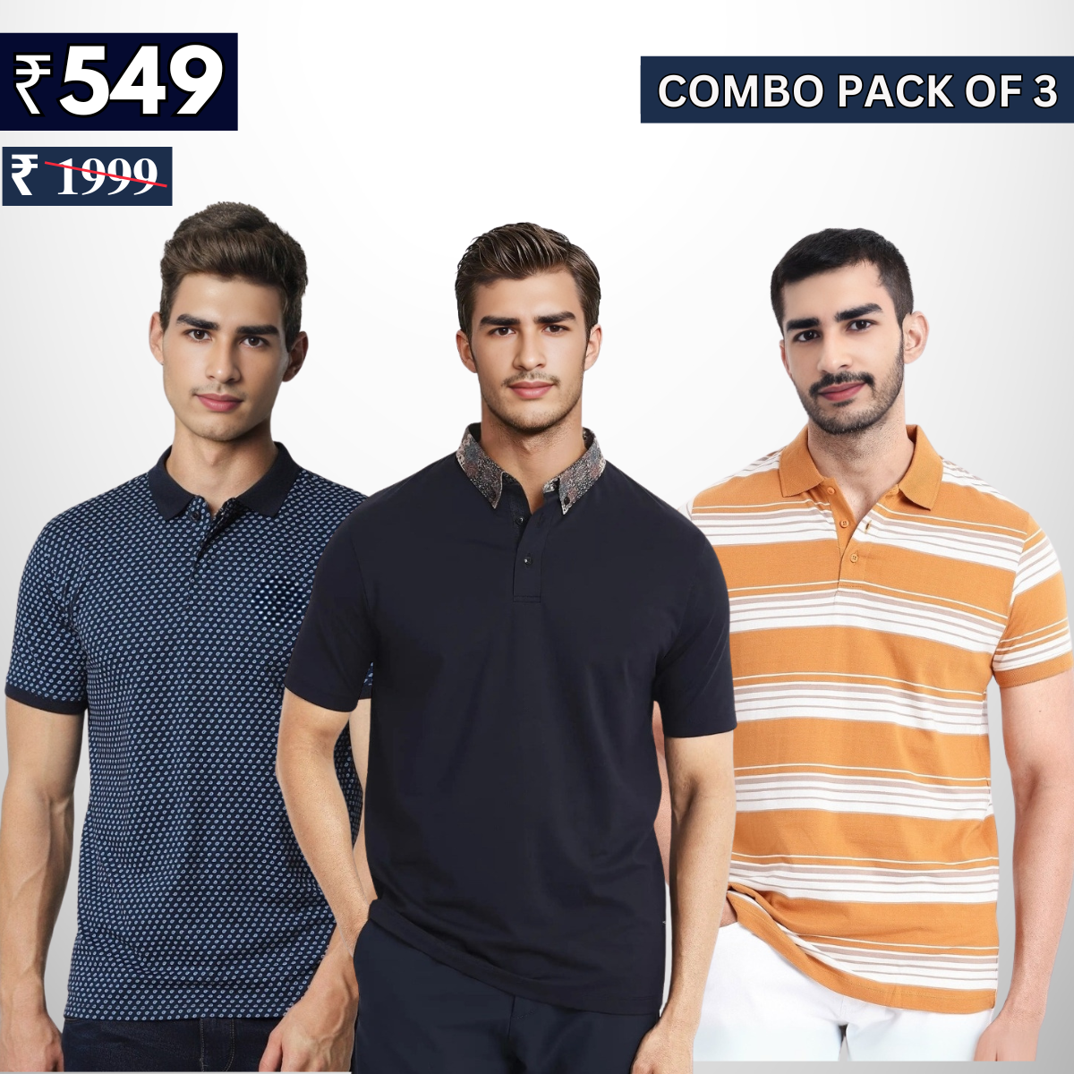 Combo Pack Of 3 | Men's Polo T-Shirts | Stylish & Comfortable