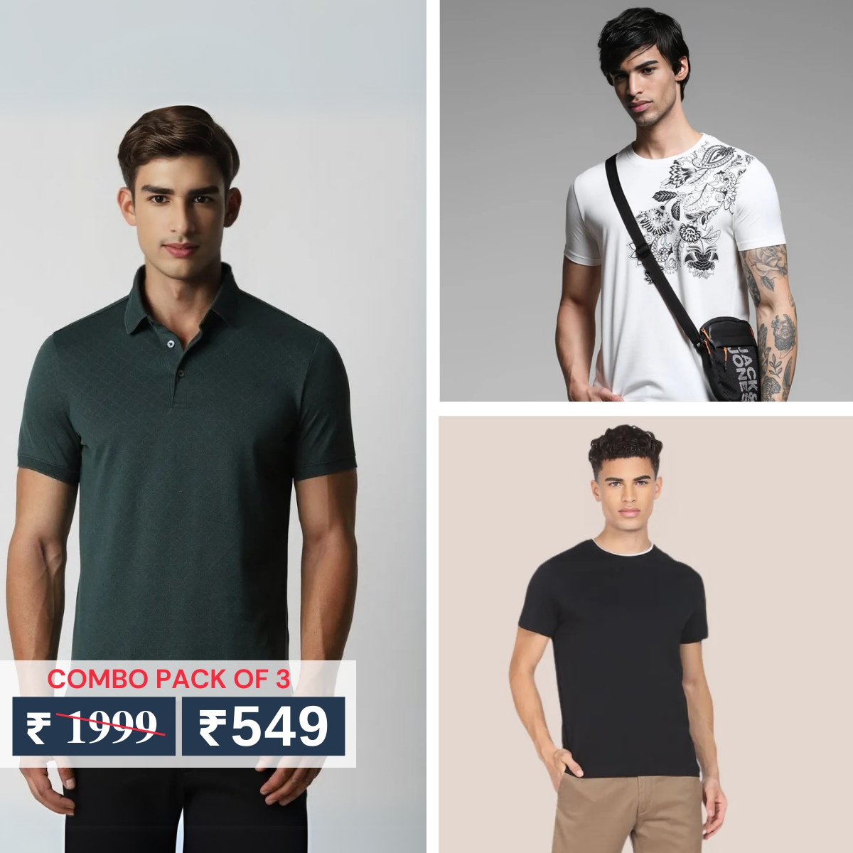 Combo Pack Of 3 | Men's Polo T-Shirts | Stylish & Comfortable