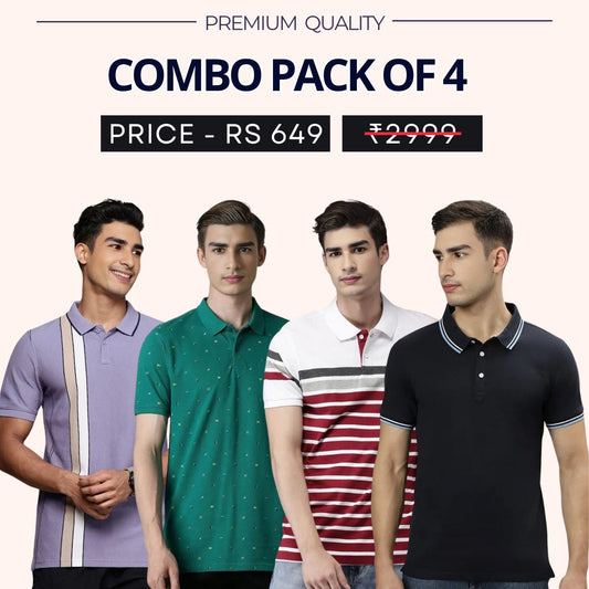 Combo Pack Of 4|Men's Style & Comfort Premium T-Shirts | Half Sleeves