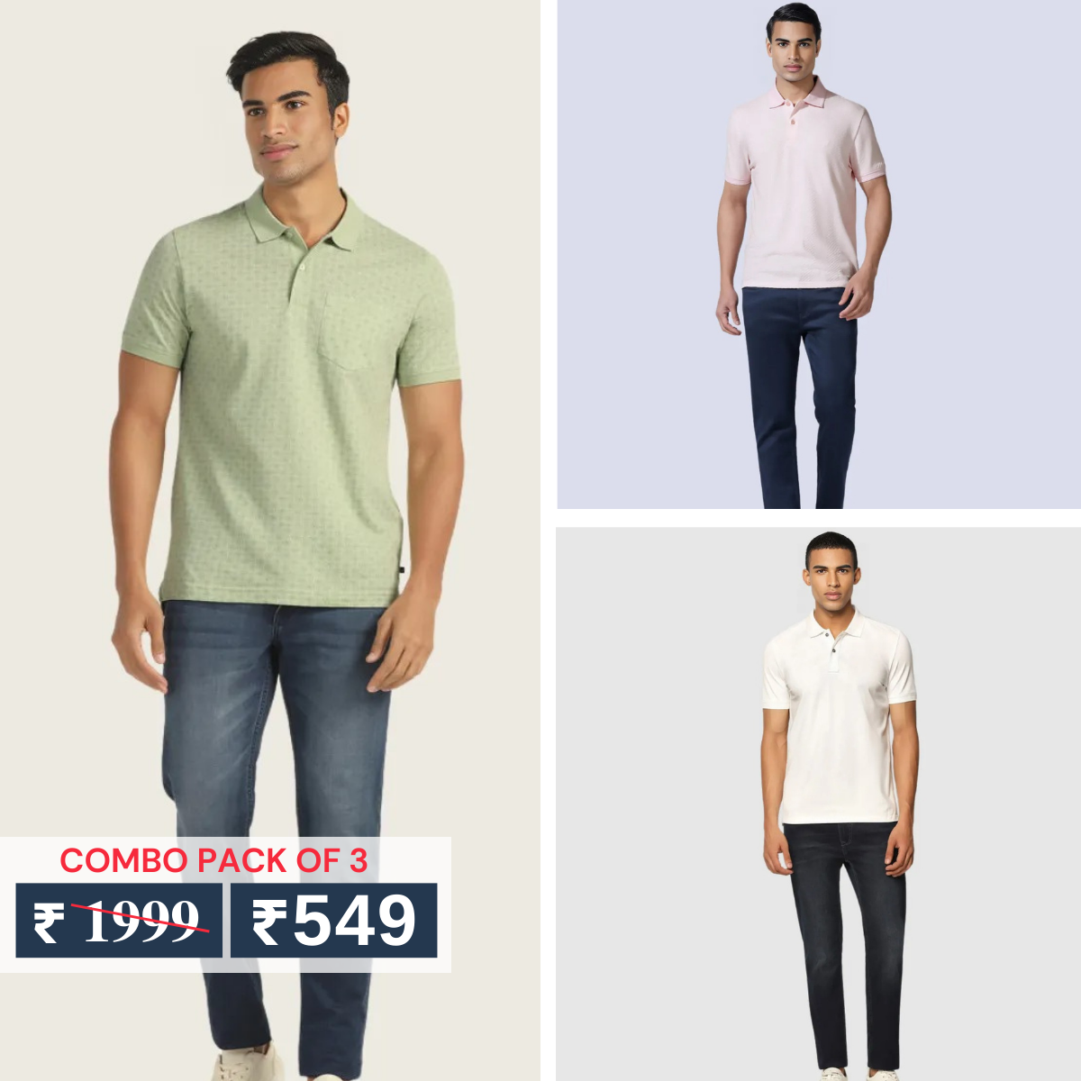 Combo Pack Of 3 | Men's Polo T-Shirts | Stylish & Comfortable